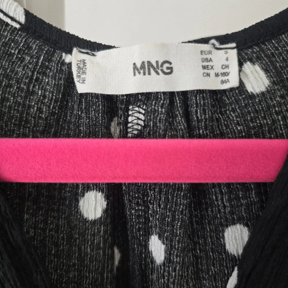 Mango Tiered Polka Dot Jersey Smock Dress in Black - Picture 6 of 8